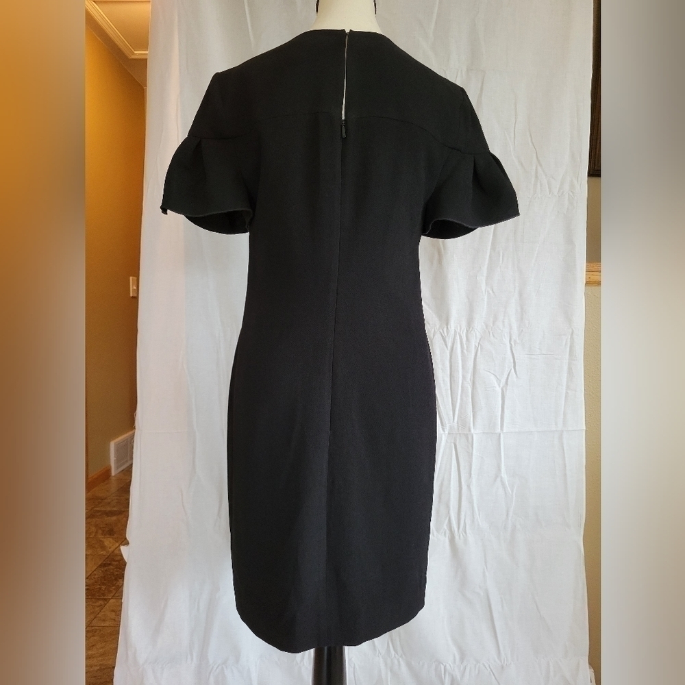 Trina Turk NWT black Jacinta petal sleeve mini shift dress lace lined slip 4 - Picture 7 of 11